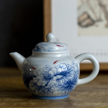 围炉煮茶手绘青花单壶复古功夫茶具家用中式陶瓷小号带过滤泡茶壶