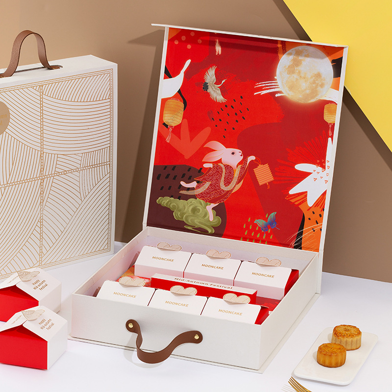 2023新款月饼礼盒国潮高档中秋手提月饼包装盒子6/8粒盒创意空盒