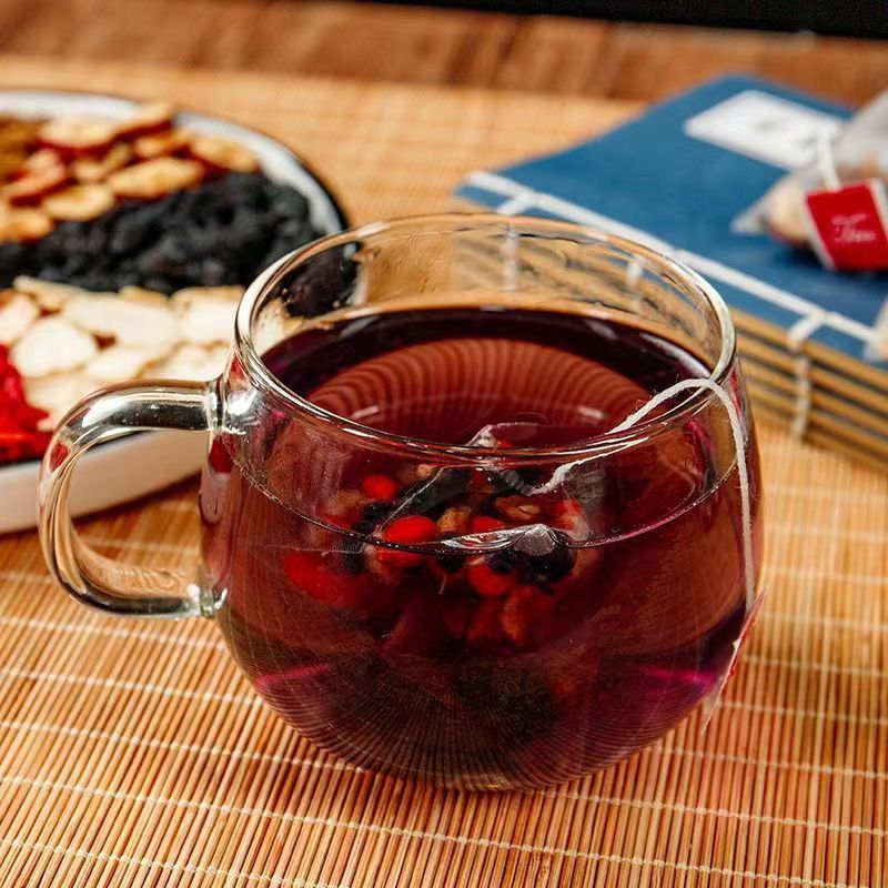 养生人参桑葚枸杞茶黑枸杞红枸杞红枣干花果茶熬夜疲劳恢复茶