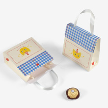韩式清新风简约ins格子手提丝巾礼品包装袋 烘焙曲奇糖果折叠礼盒
