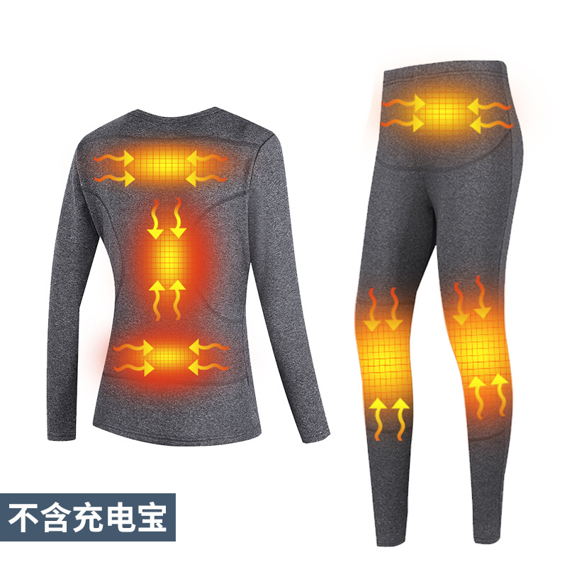 Electric Thermal Underwear Set Men's Usb Charging Heating Underwear Women's Winter Fleece Thermal Underwear Smart Heating Clothes