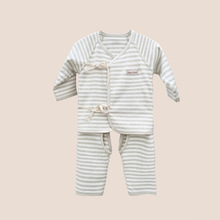 春秋季彩棉新生儿系带0-3个月纯棉A类宝宝和尚服四季婴儿内衣套装