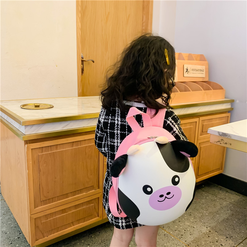 Kindergarten Backpack Boys and Girls Net Red Egg Shell Cartoon Small Backpack Autumn Children Cute Cow Baby's Backpack