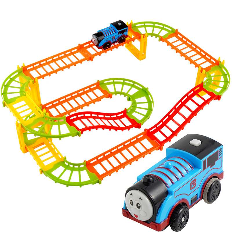 儿童火车玩具轨道仿真多层铁轨赛车电动汽车闯关大冒险3岁4岁男孩