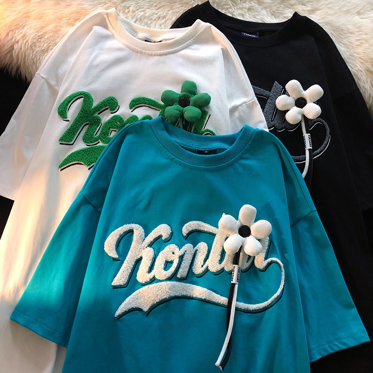 花朵卡通短袖t恤