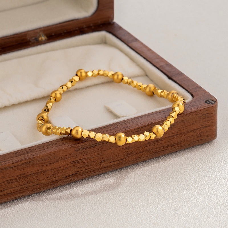 转运珠碎金子手链女新中式小众设计蹦迪珠菱形圆珠时尚百搭手串