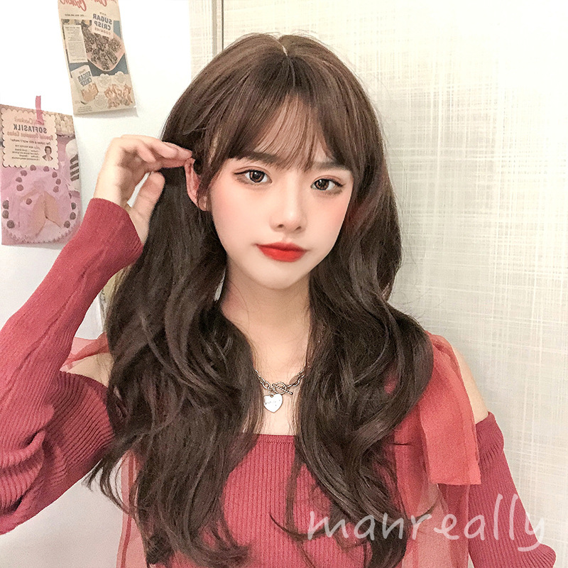 漫真假发女羊毛卷发套韩式发型女短发微卷大波浪自然中长发全头套