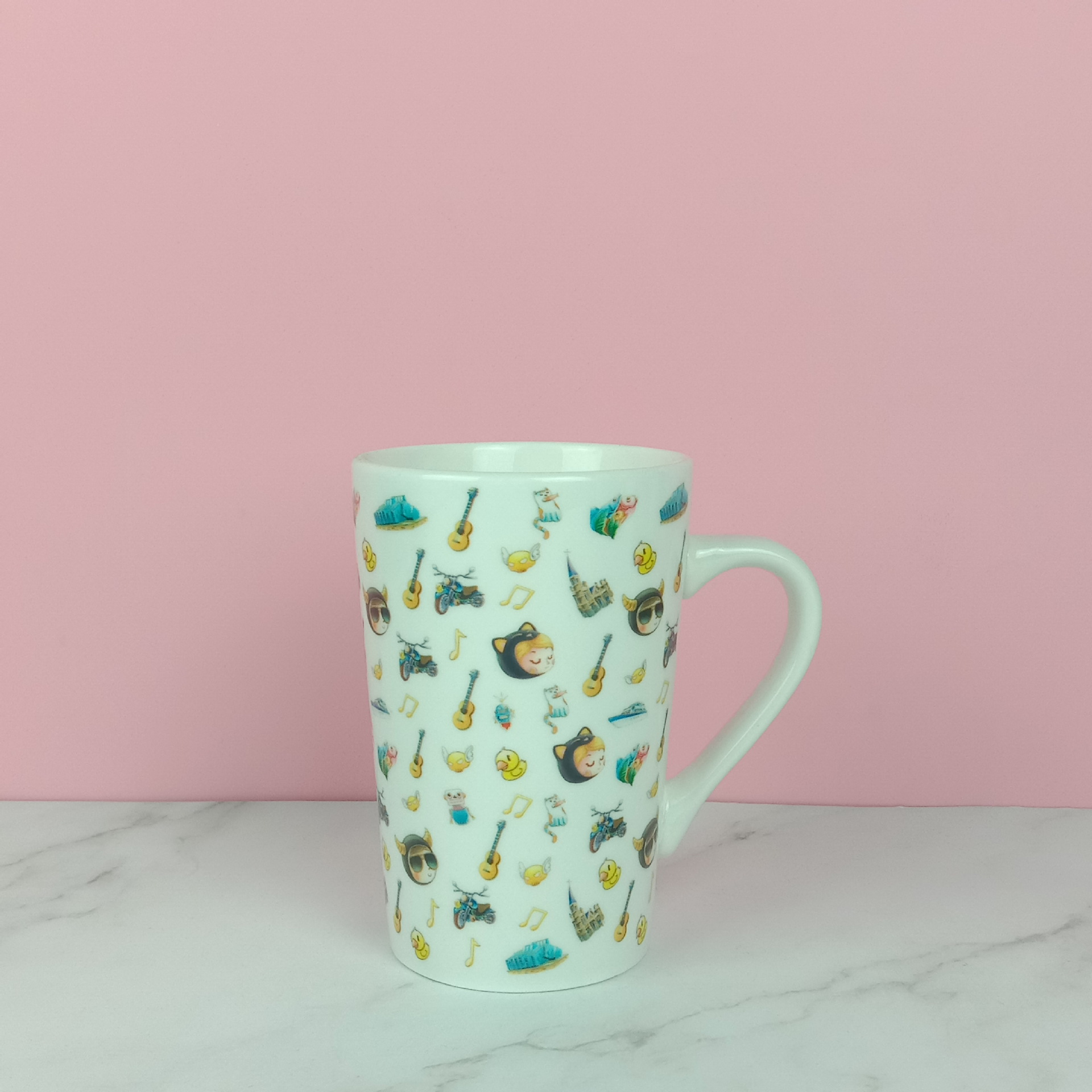 漏斗型马克杯 创意ins卡通 陶瓷水杯广告宣传礼品陶瓷杯印刷图案