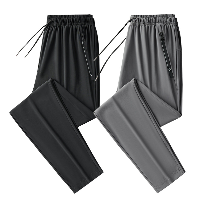 夏季爆款冰丝裤男女大码宽松休闲长裤速干透气运动裤双经平打枣直