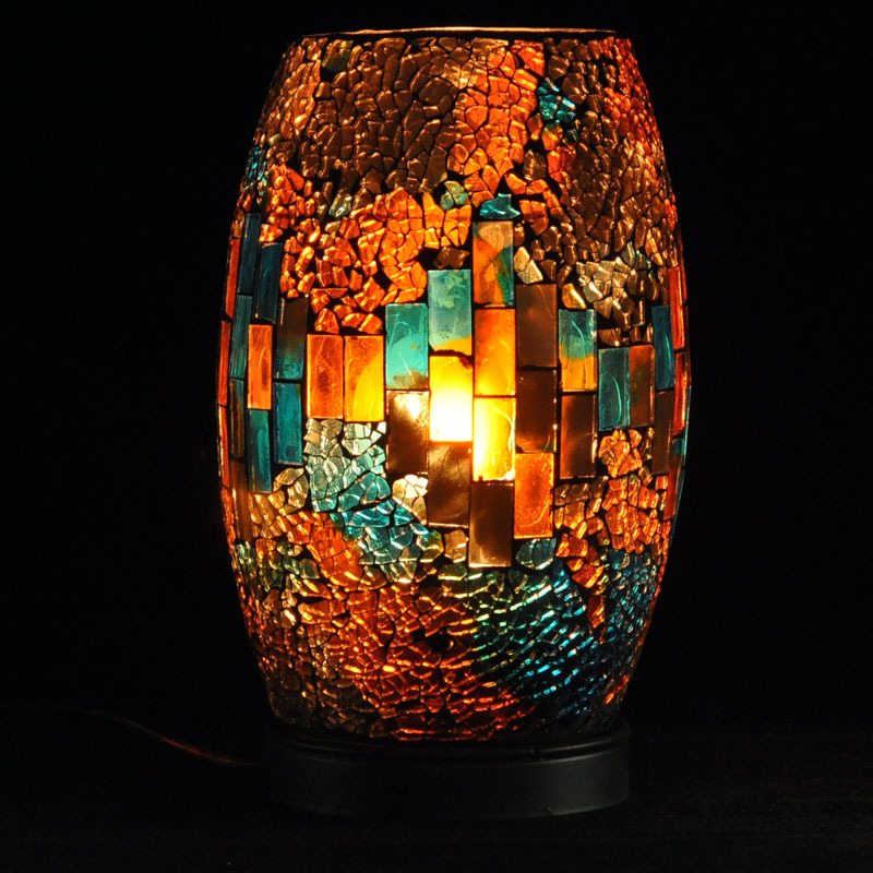 bsci工厂插电式马赛克贴片烛台灯酒店餐厅婚庆玻璃马赛克灯