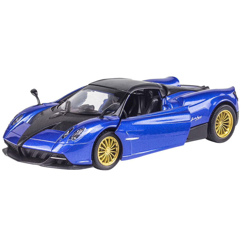 41成交6件帕加尼1:24风神仿真合金跑车模型带转向底座灯光儿童玩具