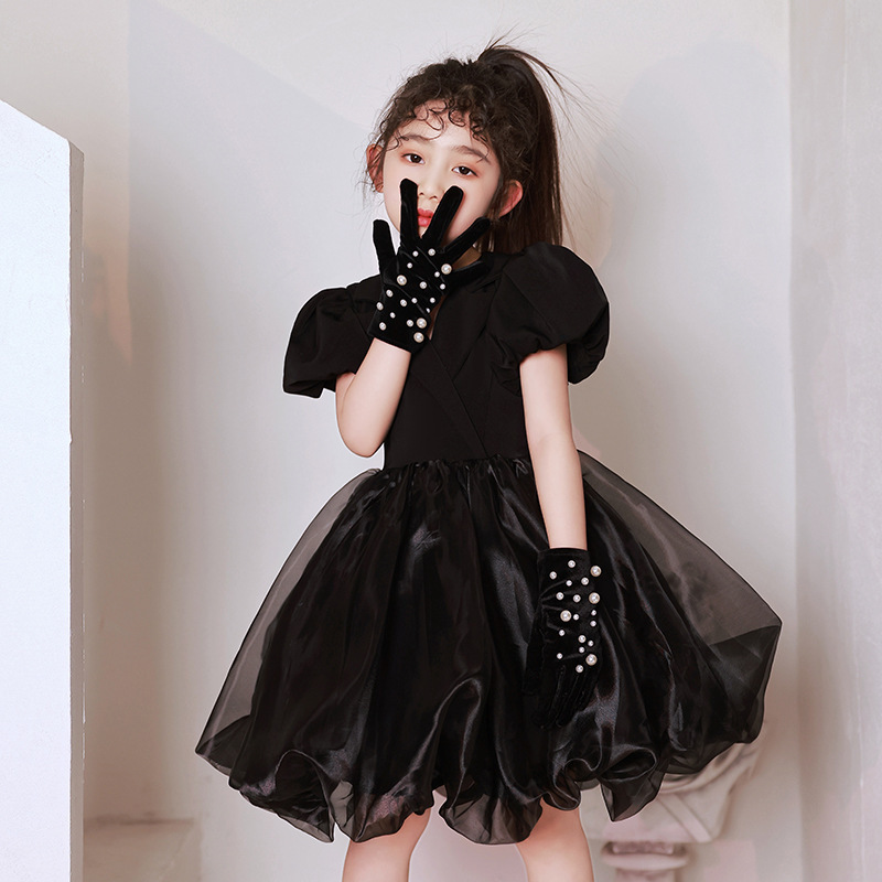 儿童黑色表演裙图片