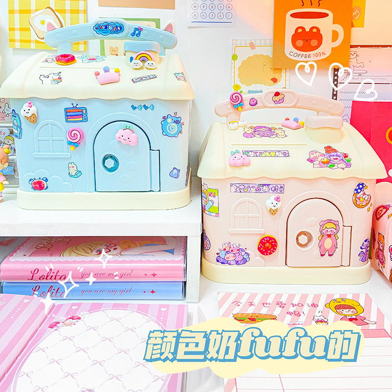 2023 New Student Cute Coin Bank Trending Creative Savings Bank Children Girl Only-in-No-out Saving House