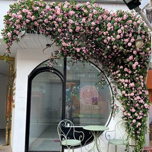 玫瑰花藤墙面装饰假花藤条蔓空调水管阳背景台道缠绕婚庆造景