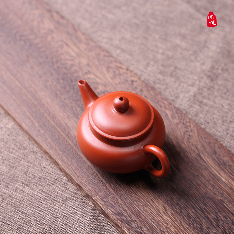 潮汕手拉壶全手工朱泥工夫茶具原矿紫砂壶泡茶壶小号小品水平壶