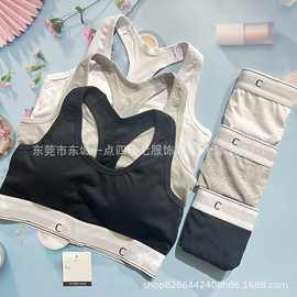 猜你啃食潮牌内衣女士纯棉背心式文胸字母运动套装性感聚拢无钢圈
