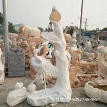 石雕仙丹顶鹤动物雕塑户外景观园林鸟类鱼类水池景区装饰雕像摆件