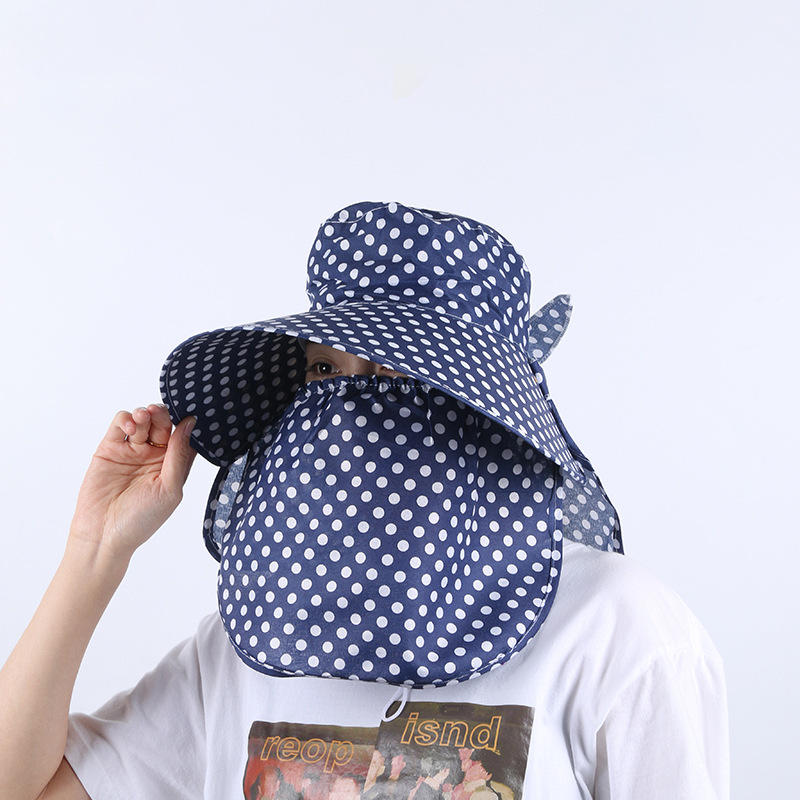 Summer Sun Hat Female Sun-Proof Face Cover Korean Style Big Brim Mom Hat Riding Face Care Sun Hat Tea Picking Hat