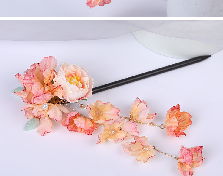 超仙花朵发簪古风簪子 步摇流苏木簪绢花发饰 汉服头饰古装配饰女