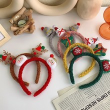 女韩版网红羊羔毛绒发箍圣诞老人发卡雪人鹿角头箍圣诞节发箍发饰