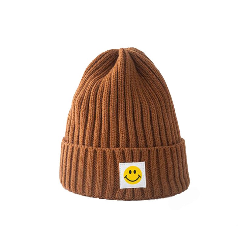 Korean Style Trendy Smiley Hat Men's and Women's Autumn and Winter Wild Knitted Wool Warm Hat Japanese Fashion Cute Student Beanie Hat