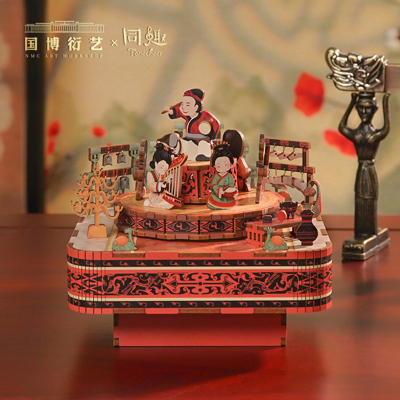 同趣批发国风汉宫乐文创拼装八音盒国博联名手工立体木质diy礼物