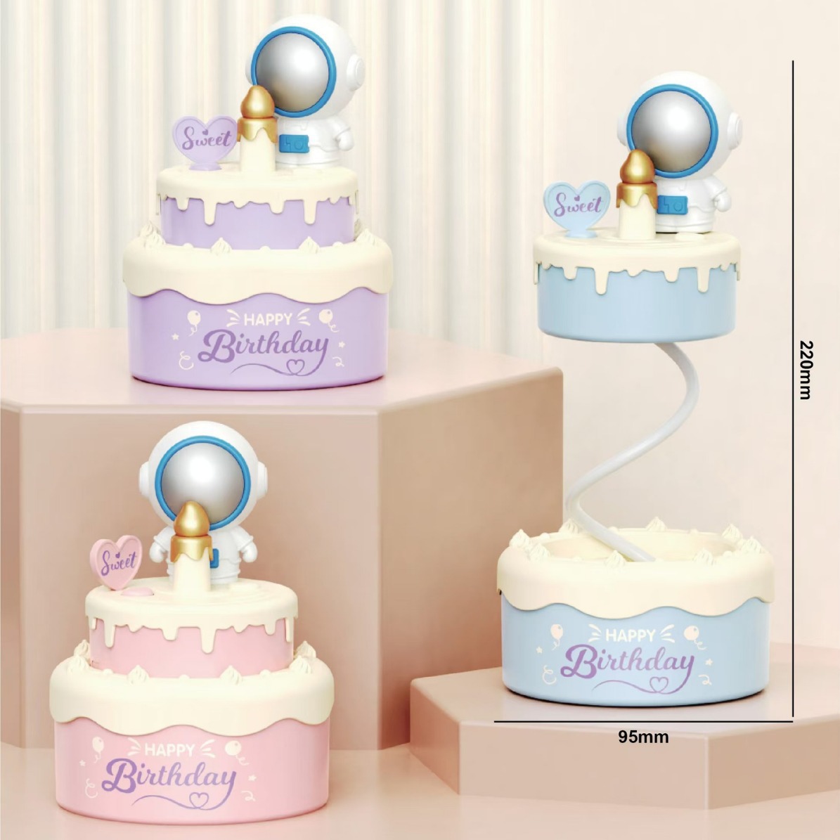 creative cartoon spaceman table lamp + night light novel desktop children learning table lamp usb charging