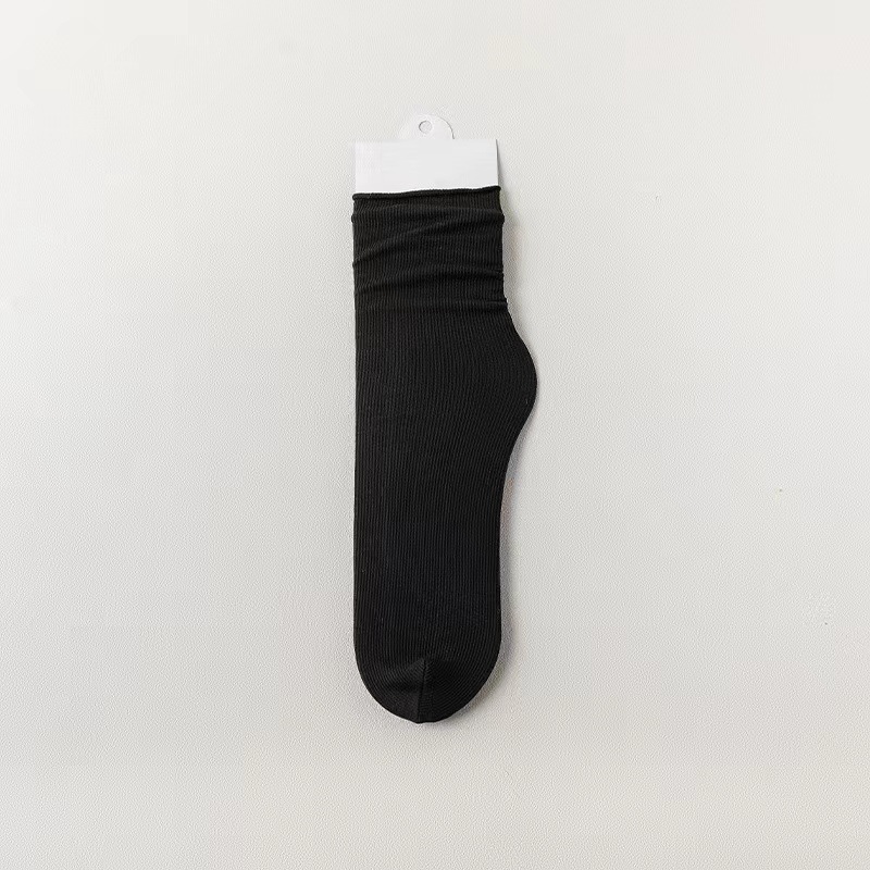 Ice Socks Bunching Socks Thin Solid Color Socks for Women Spring and Summer Mid-Calf Velvet Japanese Style Breathable Candy Socks Wholesale