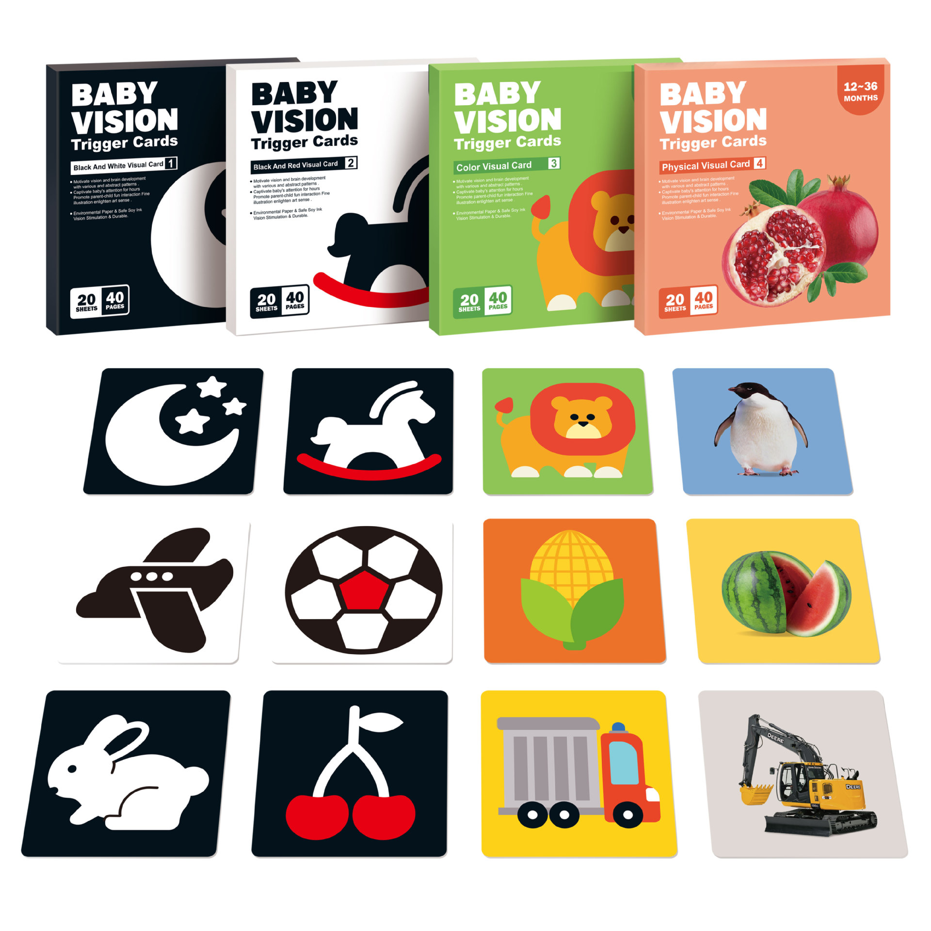 跨境黑白卡片婴儿早教卡训练新生儿宝宝视觉激发卡黑白追视卡玩具