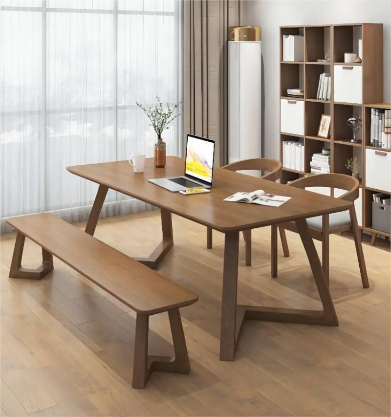 实木客厅大书桌 办公室会客洽谈接待桌椅原木工作台长桌泡茶桌椅