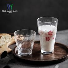 日本进口东洋佐佐木水晶玻璃杯锤纹杯日式樱花水杯长饮果汁牛奶杯