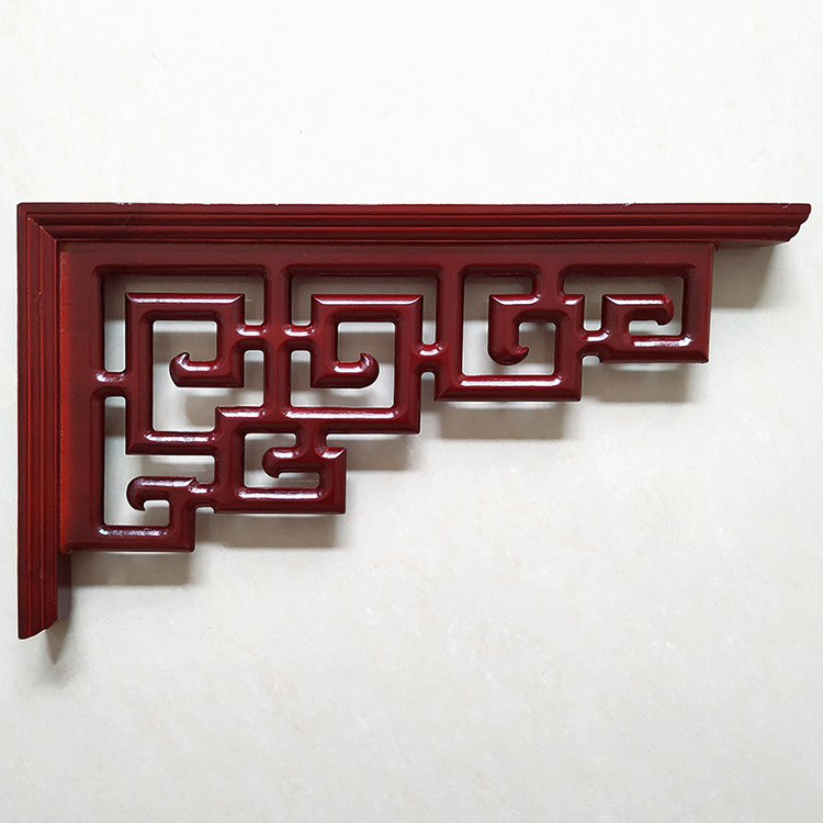 东阳木雕实木花格角花背景墙吊顶门楣垭口装饰中式仿古角梁托