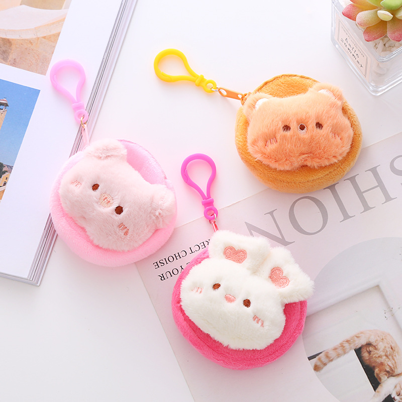 New Cute Candy Color Plush Animal Coin Purse Storage Bag Student Cartoon Mini Wallet Claw Machine Crane Machine