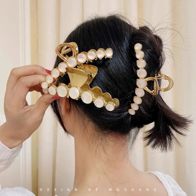 Opal Shark Clip Elegant Metal Catch Gap Former Red 2022 New Large Updo Clip Headdress Hairpin Female