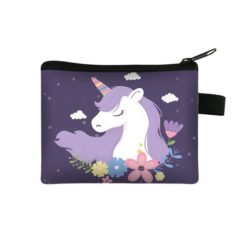 2022 New Unicorn Coin Purse Large Capacity Portable Card Holder Coin Key Storage Bag Polyester Small Square Bag