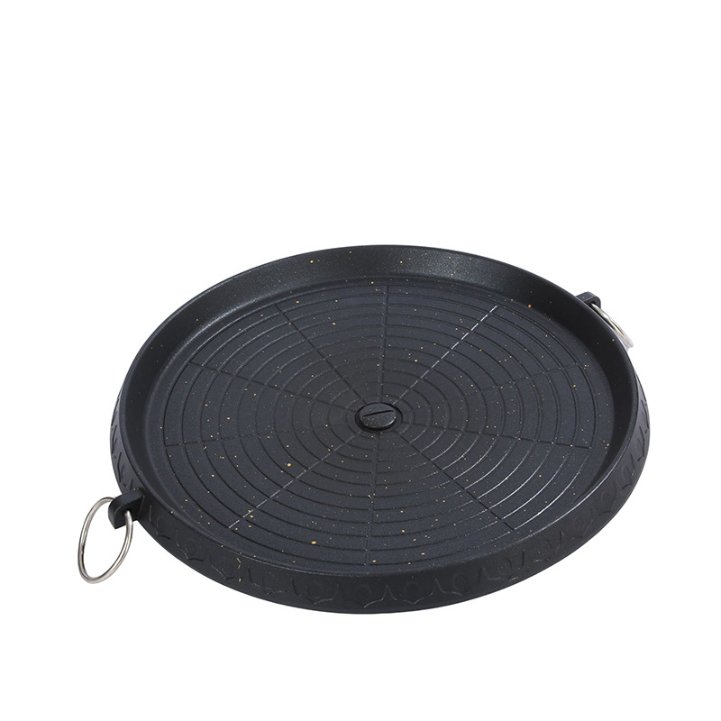 Korean Style Medical Stone round Roasting Plate Home Use and Commercial Use Barbecue Plate Non-Stick Pan Outdoor Picnic Portable Barbecue Plate