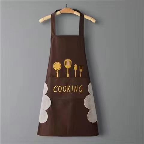 Kitchen Cooking Household Work PVC Korean Style Apron New Waterproof and Oil-Proof South Korea Erasable Hand Apron Wholesale
