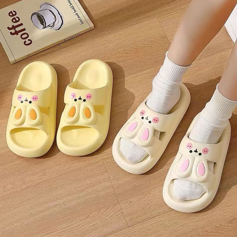 2023 New Summer Cool Rabbit Slippers Thick Bottom Cartoon Cute Soft Bottom Bathroom Soft Bottom Non-Slip Sandals Young