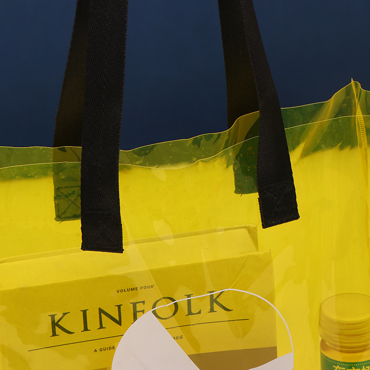 Transparent Color PVC Handbag Advertising Printing Thickened Shopping Bags Gift Plastic Gift Bag Wholesale