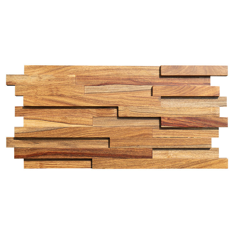 非洲黄花梨原木实木马赛克客厅玄关电视背景墙面装饰木条影视墙