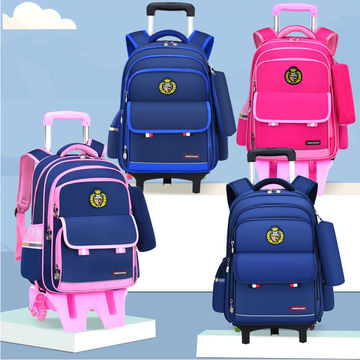 136级小学生拖拉杆书包带轮子爬楼六轮时尚男女儿童拉杆包大容量