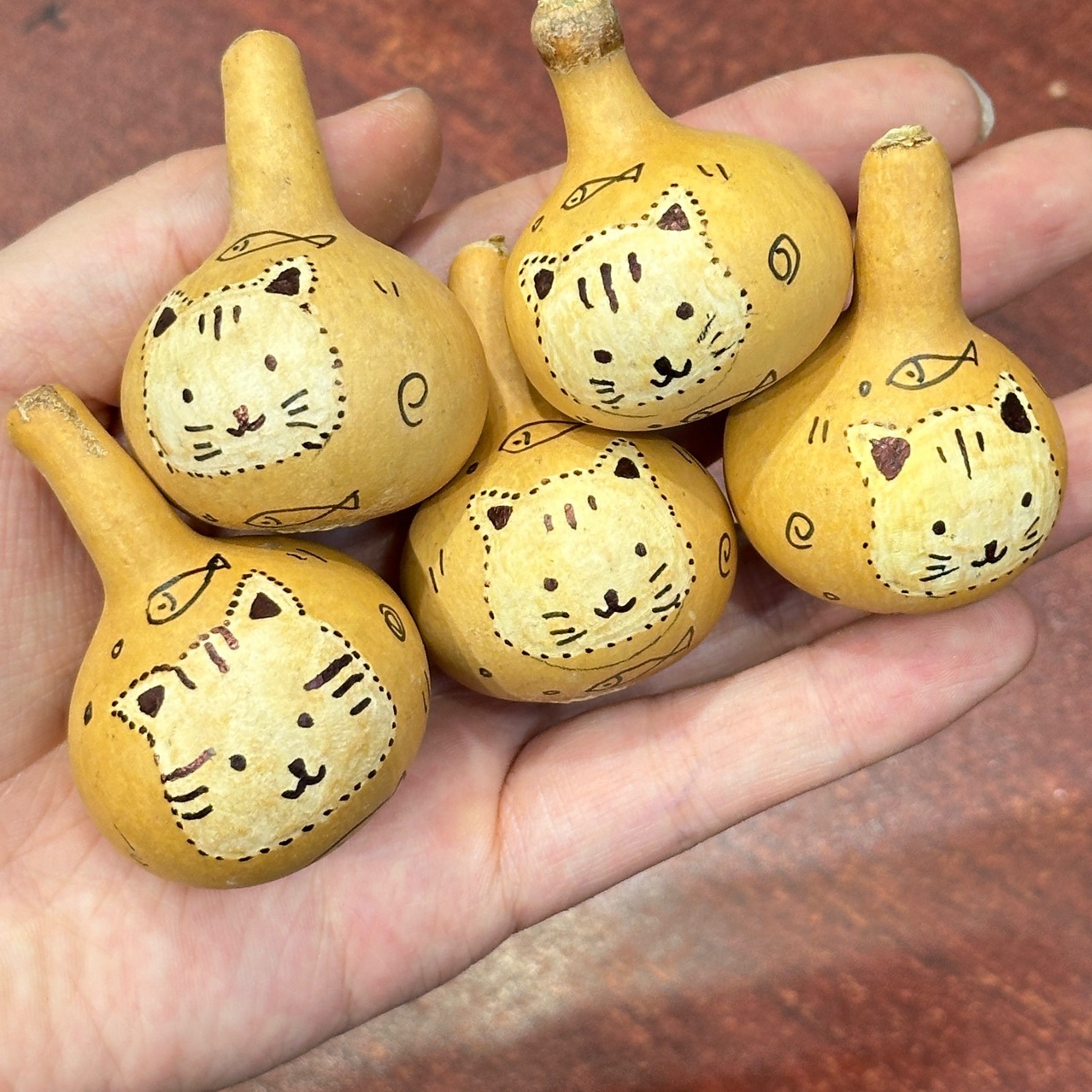 天然手工葫芦雕刻小猫咪随机发货diy文玩佛珠饰品配饰手机链手链