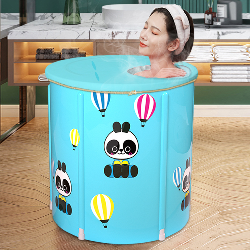 折叠浴桶泡澡桶大人带盖保温澡盆全身加厚汗蒸泡澡两用成人洗澡桶