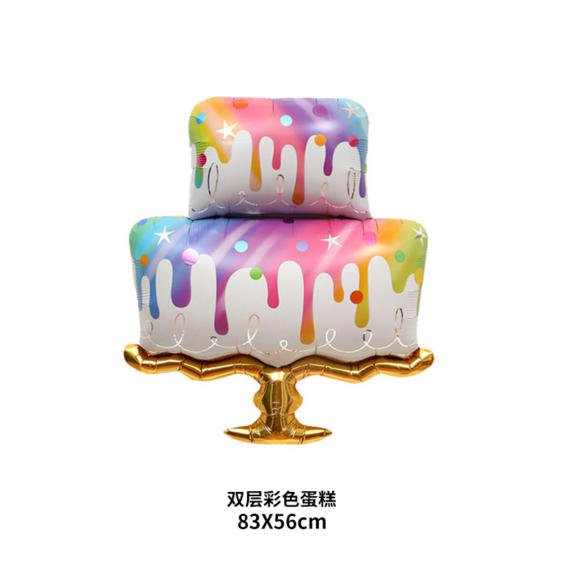 Cake Shape Aluminum Film Balloon Paper Cup Crooked Candle Birthday Cake Wedding Birthday Scene Layout