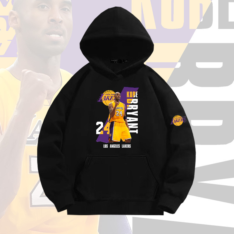 篮球明星纪念科比24号连帽套头卫衣男秋季青年潮宽松落肩长袖上衣