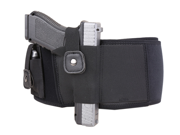 户外战术隐形腰带枪套左右手潜水料透气束腰腹部隐藏枪套氯丁橡胶