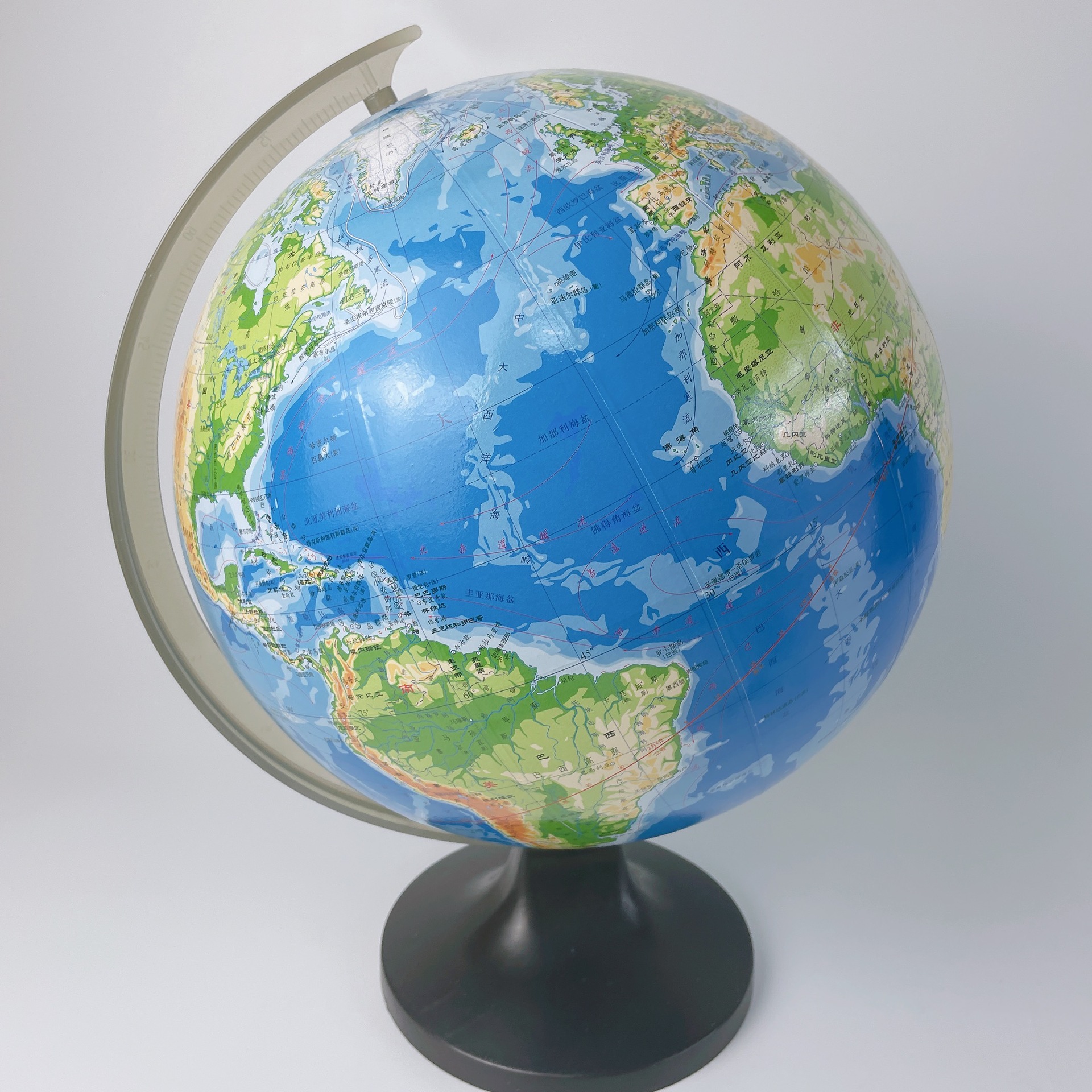 j34002平面地形地球仪 32cm高清地形地貌教学器材1:40000000模型