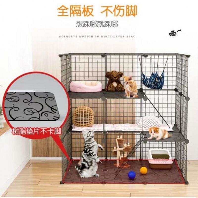 Cat Cage Cat Villa Indoor Luxury Cat Nest Home with Toilet Can Hold Litter Box Kittens Cattery Three Layers Cat House