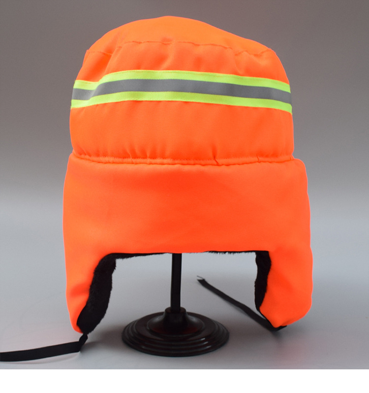 环卫工人棉帽公路养护物业保洁清洁工反光工作帽冬季加绒加厚棉帽