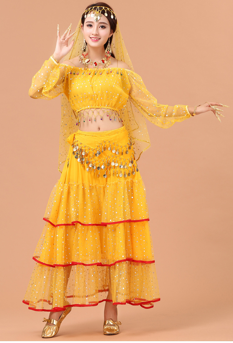 成人印度舞演出服女性感肚皮舞服装新款套装民族舞蹈裙舞台表演服